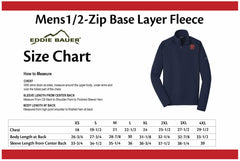 Navy Men's Eddie Bauer Base Fleece with red Morris & Essex logo