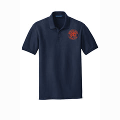 Navy Men's Polo Shirt with Red Morris & Essex logo