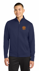 Navy Men's Eddie Bauer Base Fleece with red Morris & Essex logo