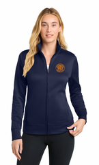 Navy Women's Eddie Bauer Base Fleece with red Morris & Essex logo