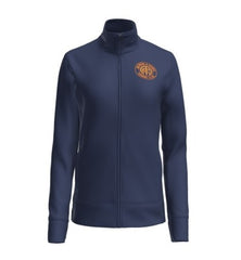 Navy Women's Eddie Bauer Base Fleece with red Morris & Essex logo