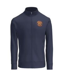 Navy Men's Eddie Bauer Base Fleece with red Morris & Essex logo